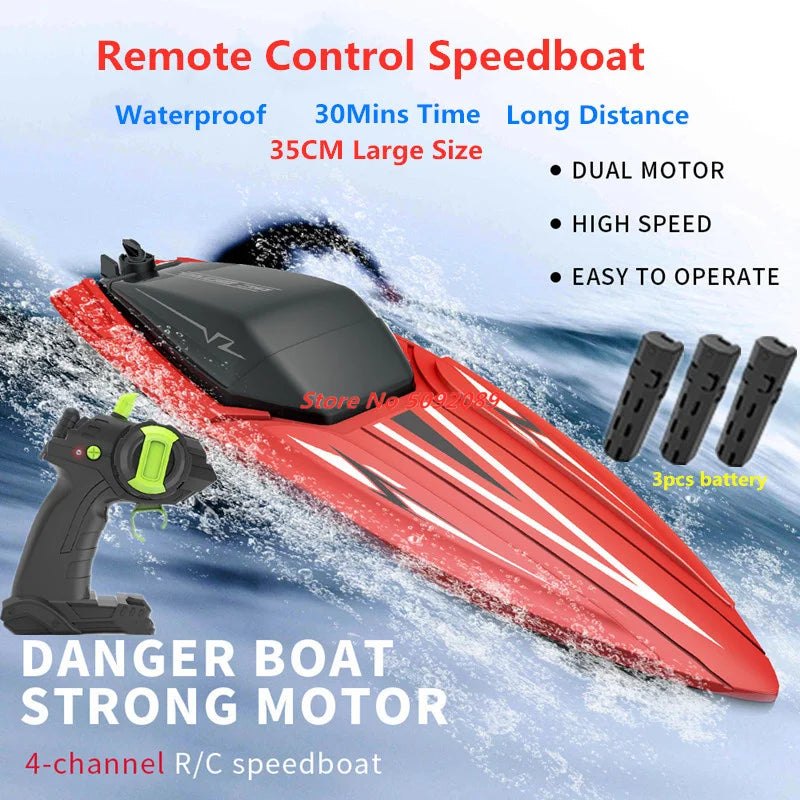 35CM Large RC Racing Boat Radio Control SpeedBoat 30Mins Driving RC Ship Boat Waterproof Toy Summer Water Gifts RC Toys