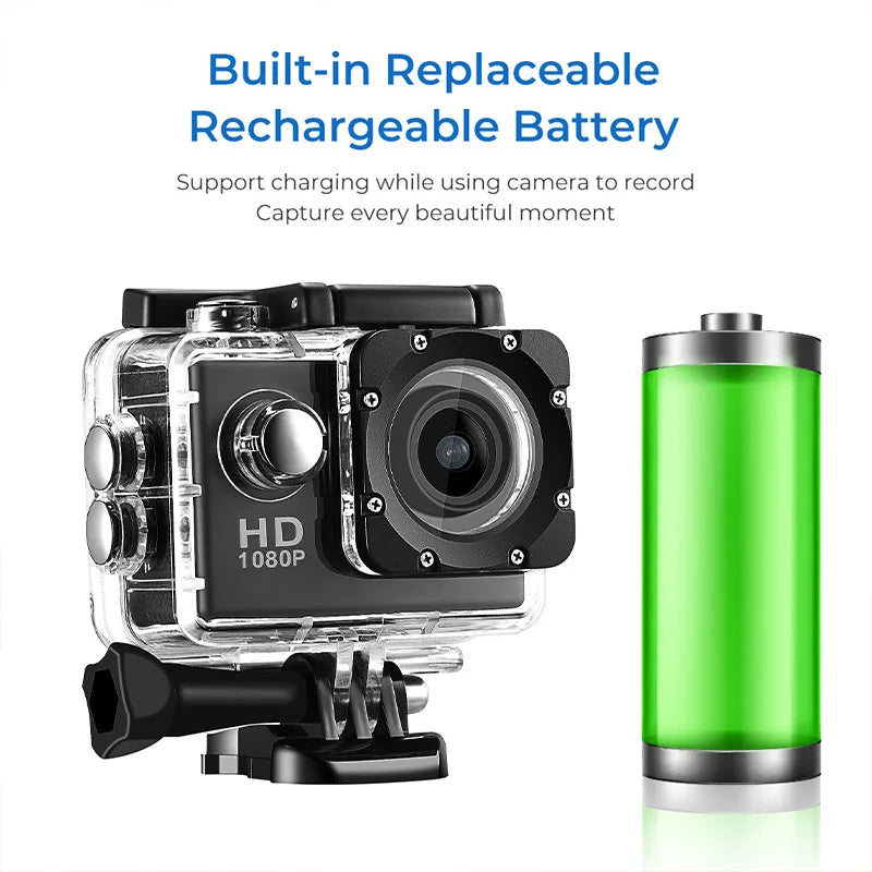 Underwater Waterproof Go Pro Sports Camera Multifunctional Outdoor Riding Sports DV Skiing Diving Action Camera Video Camera For Helmet