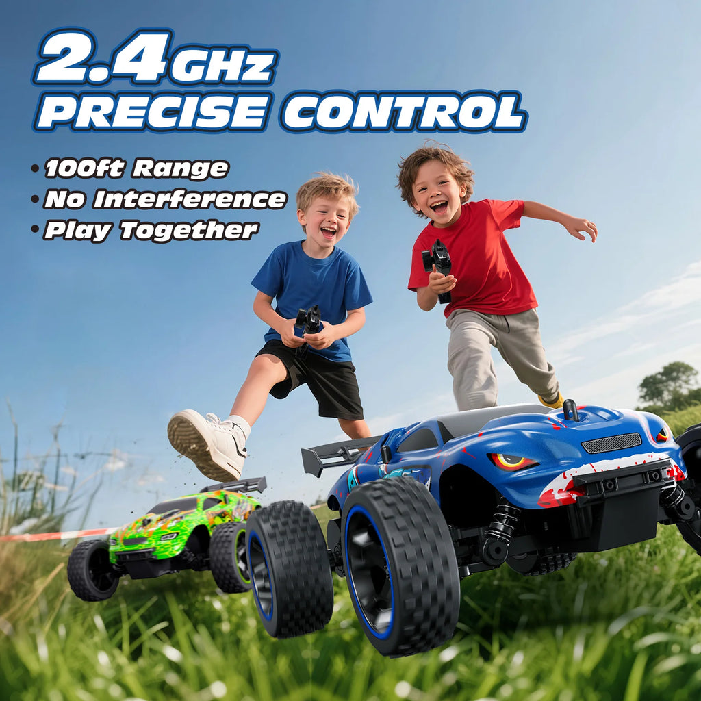 RC Cars Remote Control Car for Kids, 1:18 Scale 20 KM/H 2WD Offroad Buggy, 2.4GHz RC Racing Car with USB-C Easy Charging