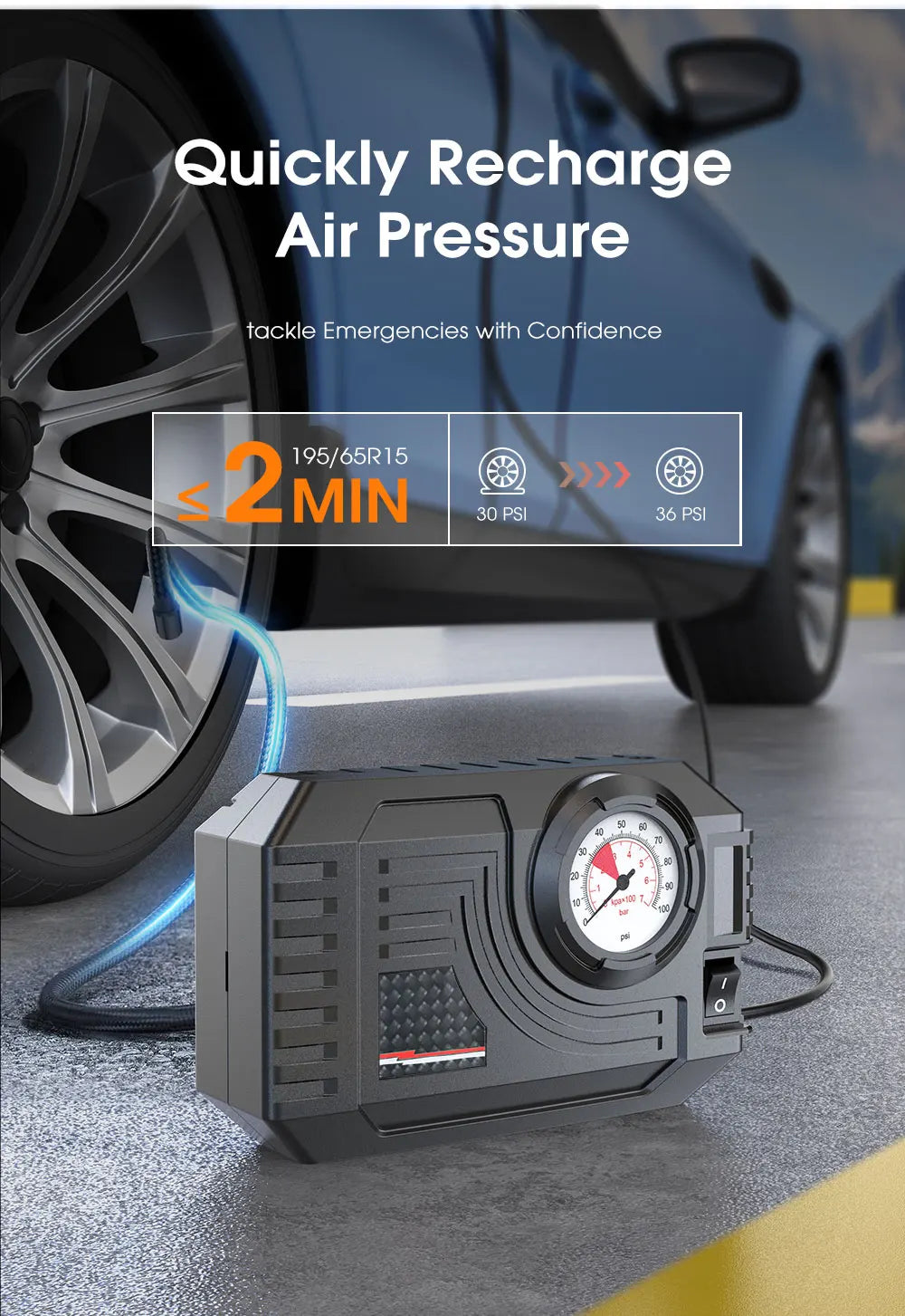 CARSUN Mini Air Pump Tire Inflator Car Electric Mini 20L/Min Portable Air Compressor For Car Motorcycles Bicycle Inflatable
