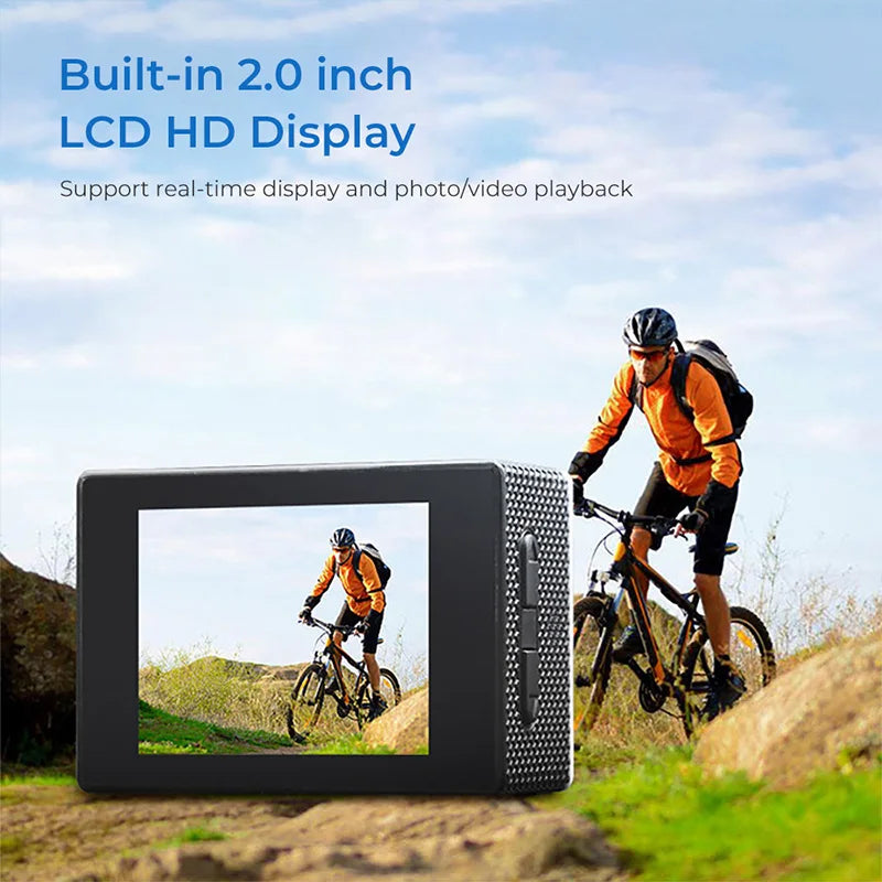 Underwater Waterproof Go Pro Sports Camera Multifunctional Outdoor Riding Sports DV Skiing Diving Action Camera Video Camera For Helmet