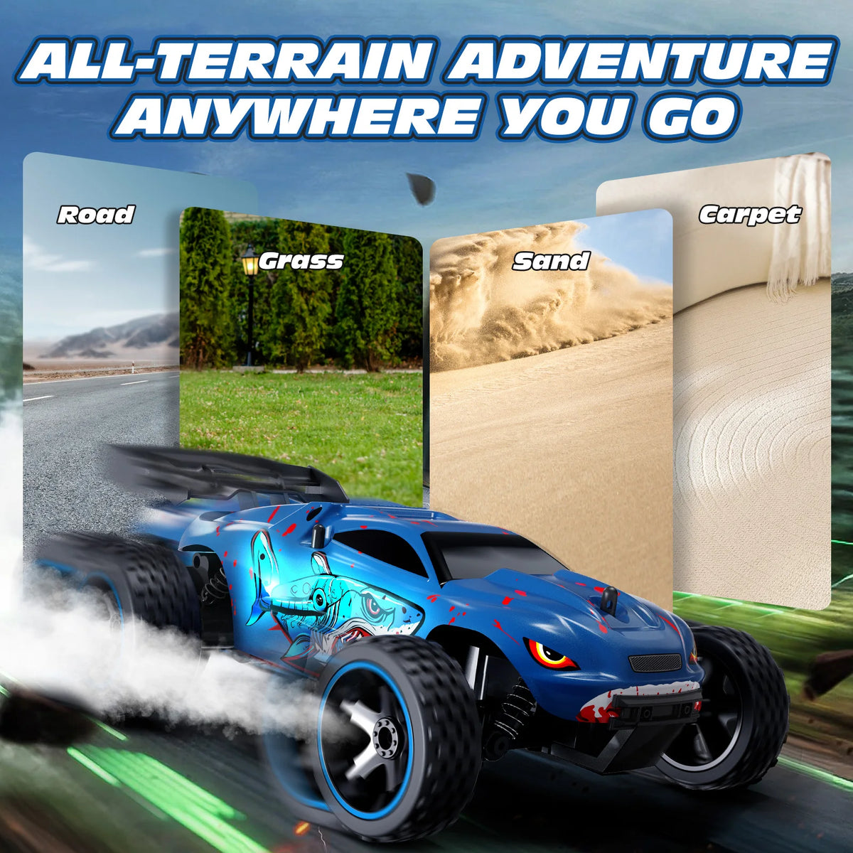 RC Cars Remote Control Car for Kids, 1:18 Scale 20 KM/H 2WD Offroad Buggy, 2.4GHz RC Racing Car with USB-C Easy Charging